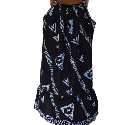 Women's Dark Blue/White geometric shoulder strap dress - One size - up to UK size 16