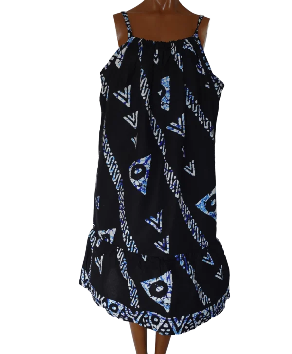 Women's Dark Blue/White geometric shoulder strap dress - One size - up to UK size 16