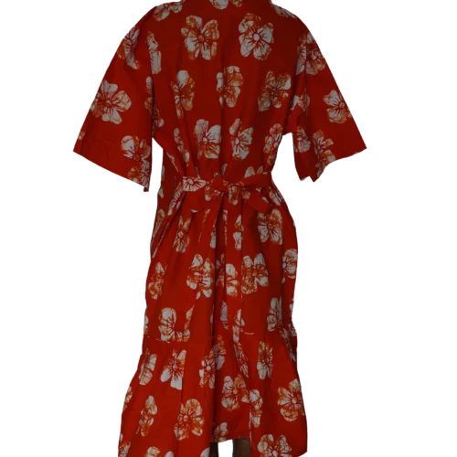 Floral Orange/White Kimono-Style Dress - One Size up to UK Size 22