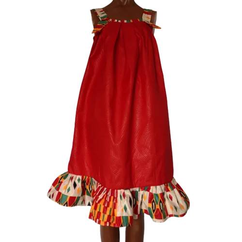 Women's Red/Multicoloured shoulder strap dress