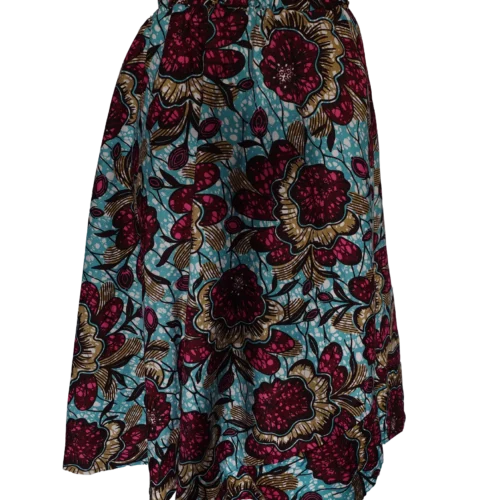 Women's long skirt in floral burgundy and turquoise design - One Size (UK 4 to 14)
