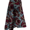 hofr_krtf_2 Women's long skirt in floral burgundy and turquoise design - One Size (UK 4 to 14)