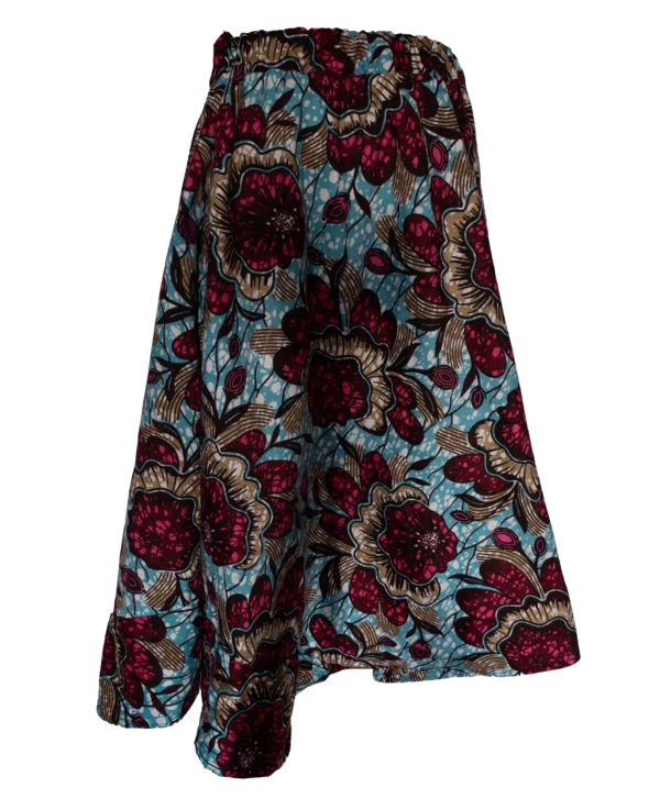 hofr_krtf_2 Women's long skirt in floral burgundy and turquoise design - One Size (UK 4 to 14)