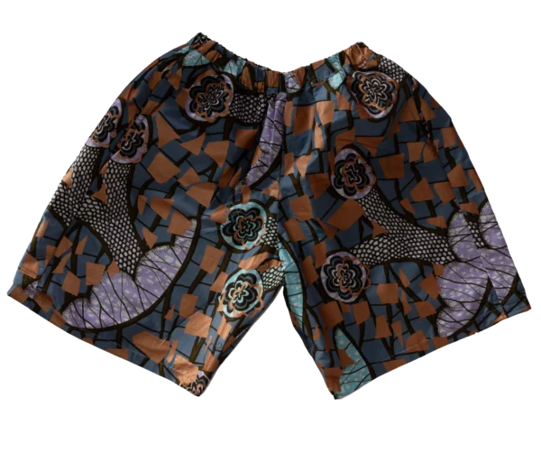 Women’s Shorts Gold/Lilac/Turquoise Abstract Design - One Size (UK size 6 to 16)