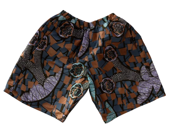 Women’s Shorts Gold/Lilac/Turquoise Abstract Design - One Size (UK size 6 to 16)