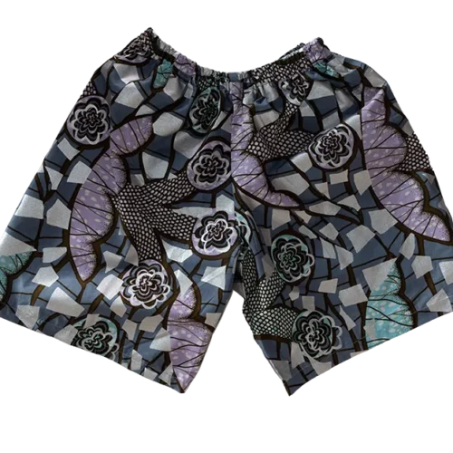 Women’s Shorts Abstract Silver/Lilac/Turquoise Design - One Size (UK size 6 to 16)