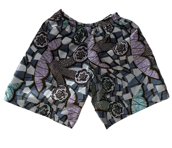 Women’s Shorts Abstract Silver/Lilac/Turquoise Design - One Size (UK size 6 to 16)