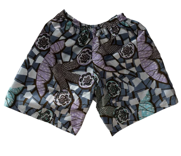 Women’s Shorts Abstract Silver/Lilac/Turquoise Design - One Size (UK size 6 to 16)
