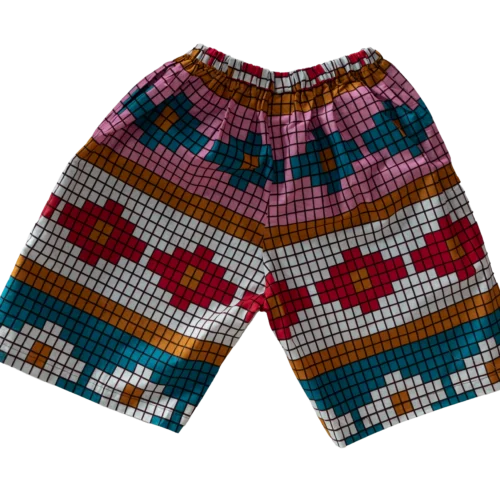 Women's Short Pink/White/Turquoise Design - One Size from 6 to 14