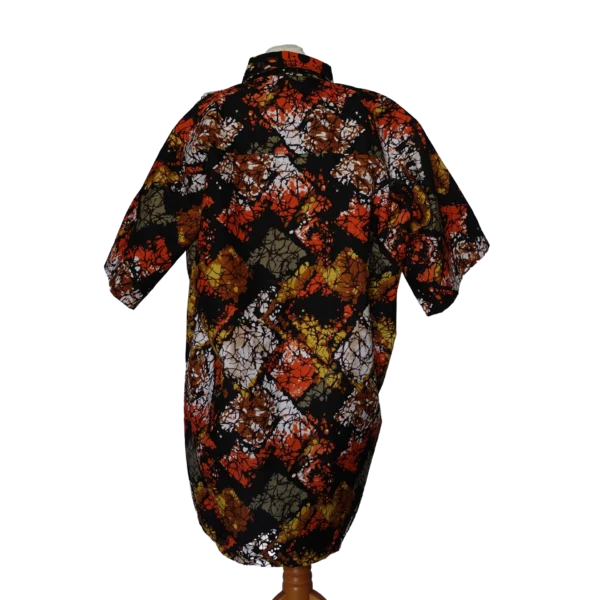 Men's Short Sleeved Autumn Coloured Abstract Design Shirt - 44 inch chest