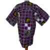 Men's Collarless Purple/Yellow Geometric Short Sleeve Shirt - 44 inch chest
