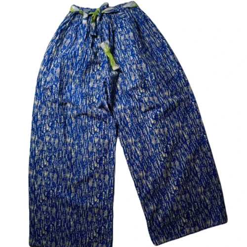 abgpf_1 Women's Big Flare pants in blue abstract 100% Ankara cotton design - One Size (UK 6 to 16)