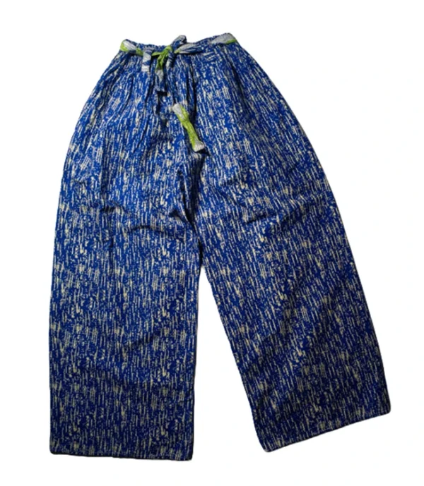 Women's Big Flare pants in blue abstract 100% Ankara cotton design - One Size (UK 6 to 16)