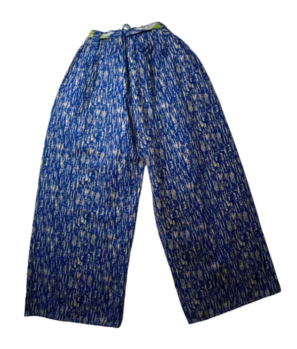 Women's Big Flare pants in blue abstract 100% Ankara cotton design - One Size (UK 6 to 16)