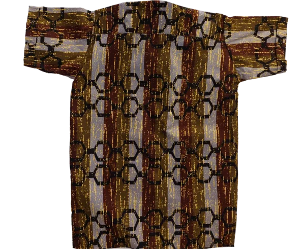 Men's Short Sleeved Geometric Natural Coloured Design Shirt - 44 inch chest