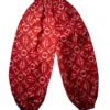 Women's Harem pants in red and white geometric 100% Ankara cotton design - One Size (UK 6 to 16)
