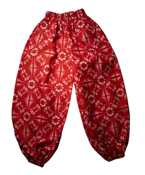 Women's Harem pants in red and white geometric 100% Ankara cotton design - One Size (UK 6 to 16)