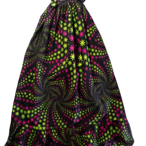 ugbds_1 Women's Strap Dress - Unique green/pink on black design - One Size (UK size 6 to 16)